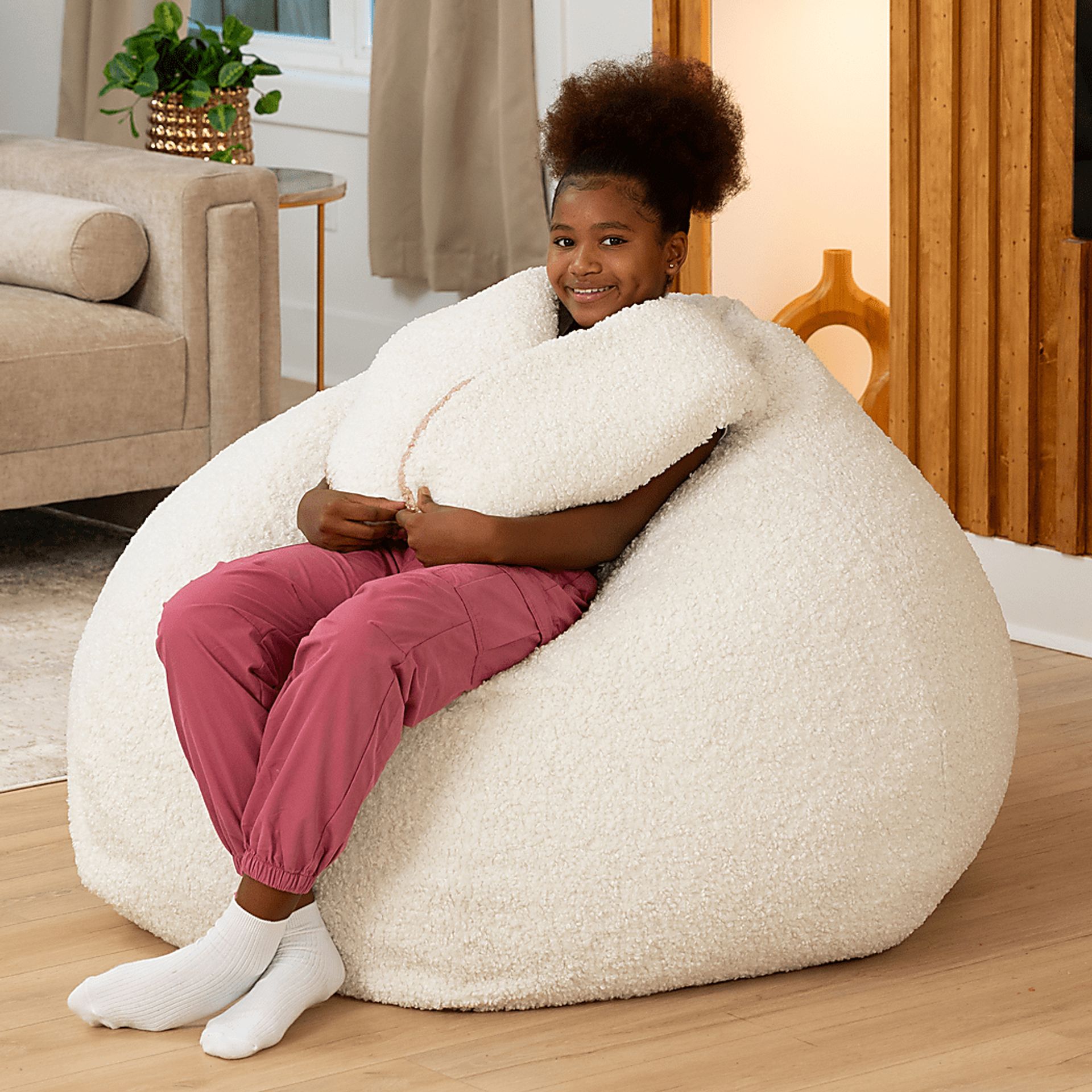 Kids Bunny White Bean Bag Chair - Image 6