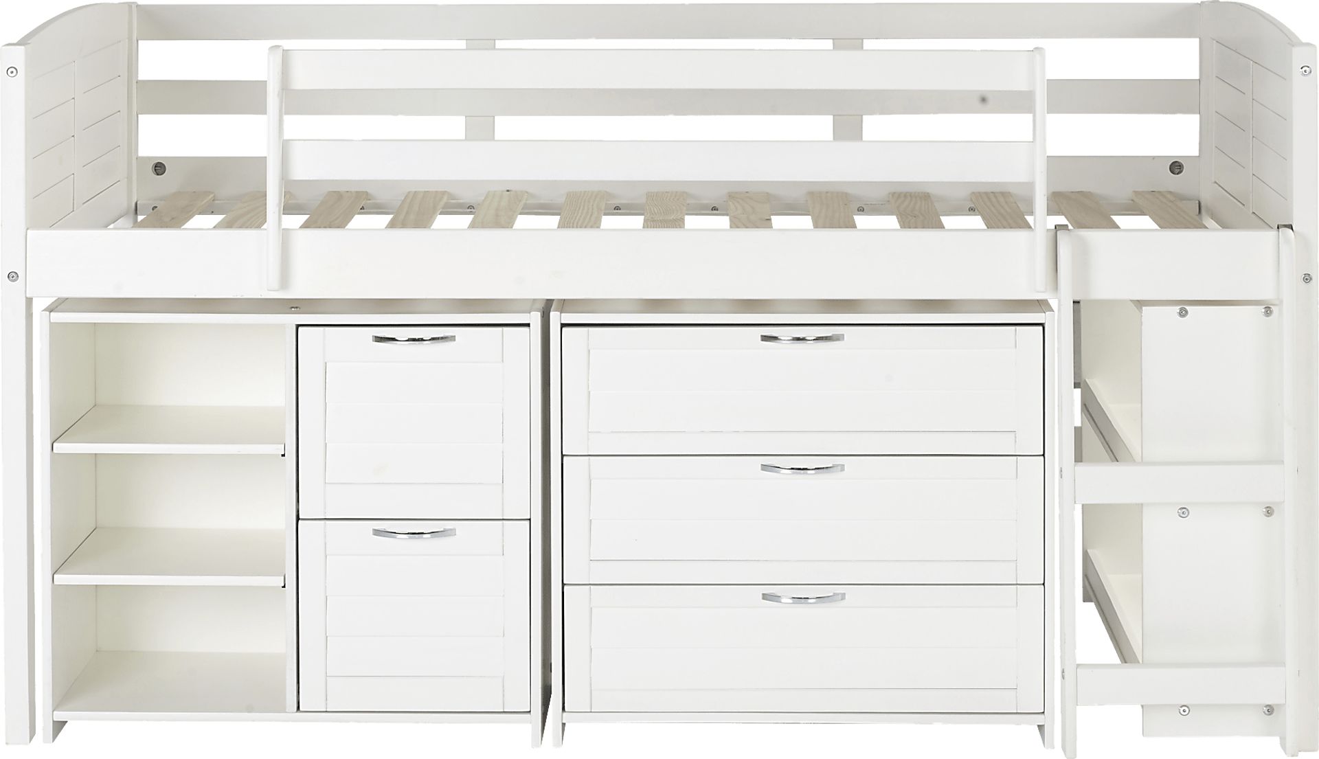 Kids Burchill White Twin Loft Bed with Storage - Image 2