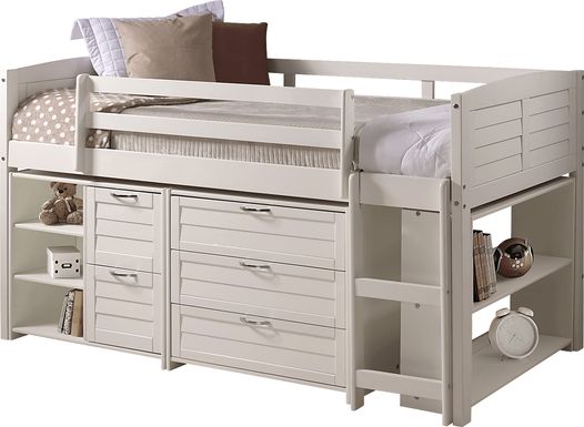 Kids Burchill White Twin Loft Bed with Storage