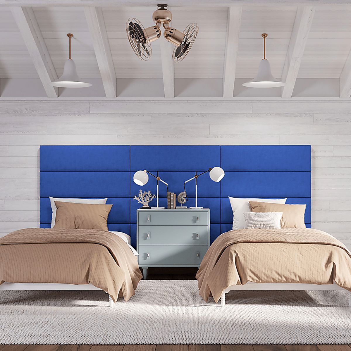 Burkett Blue Polyester Fabric Headboard Panel | Rooms to Go