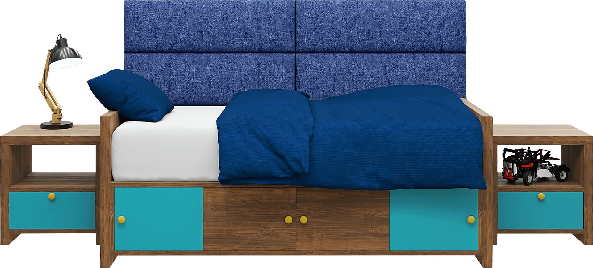 Kids Burkett Blue Twin Headboard Panel, Set of 4 - Image 1