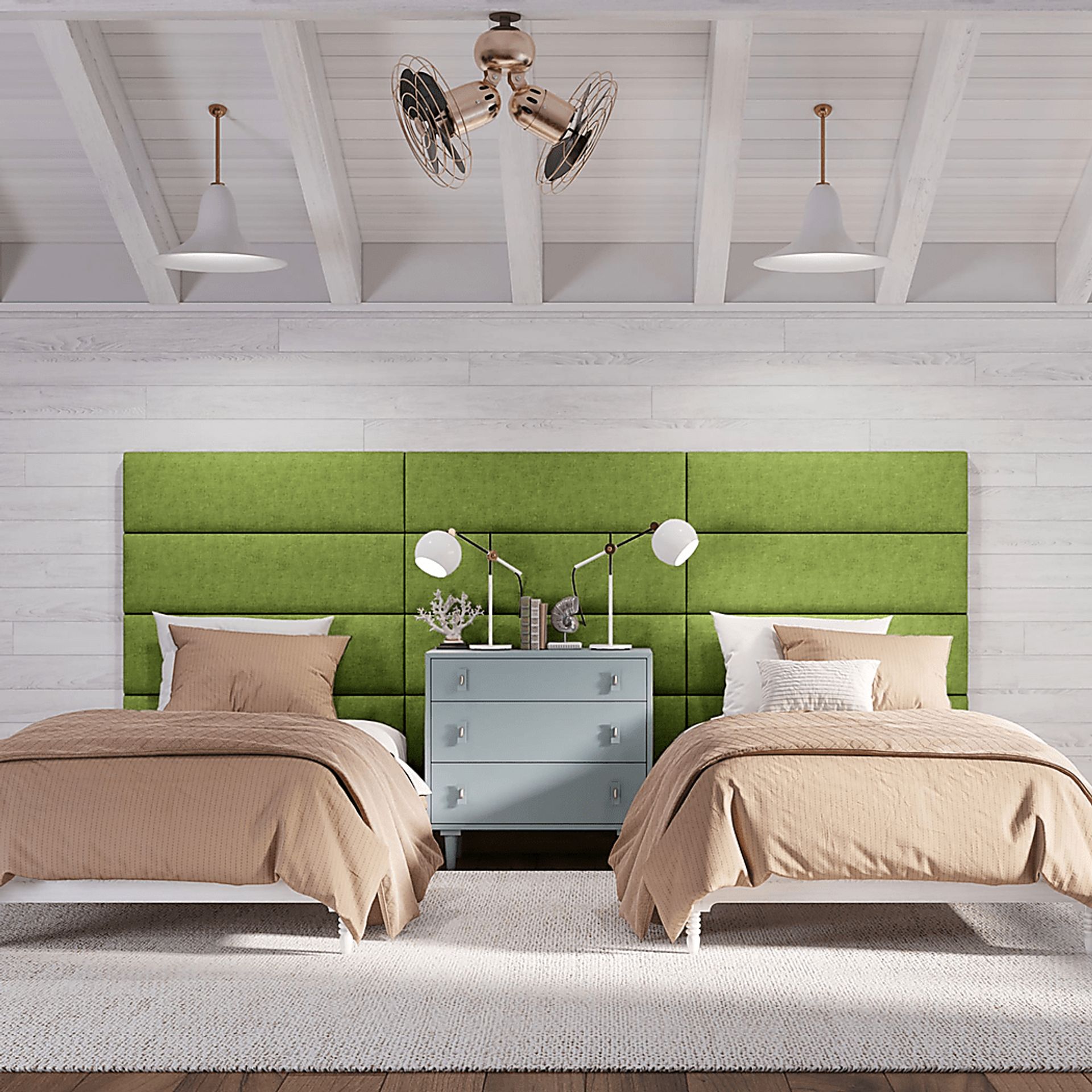 Kids Burkett Green Twin Headboard Panel, Set of 4 - Image 3
