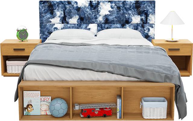 Kids Burkett II Blue White Full/Queen Faux Fur Headboard Panel, Set of 4 - Thumbnail - Image 1