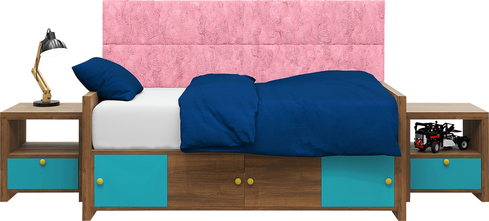 Kids Burkett II Pink Faux Fur Full/Queen Headboard Panel, Set of 4 - Image 3