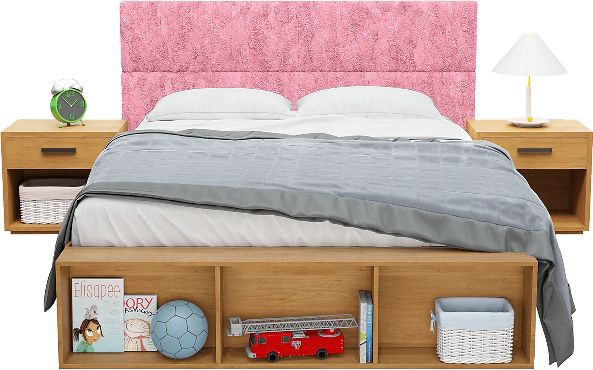 Kids Burkett II Pink Faux Fur Full/Queen Headboard Panel, Set of 4 - Image 1