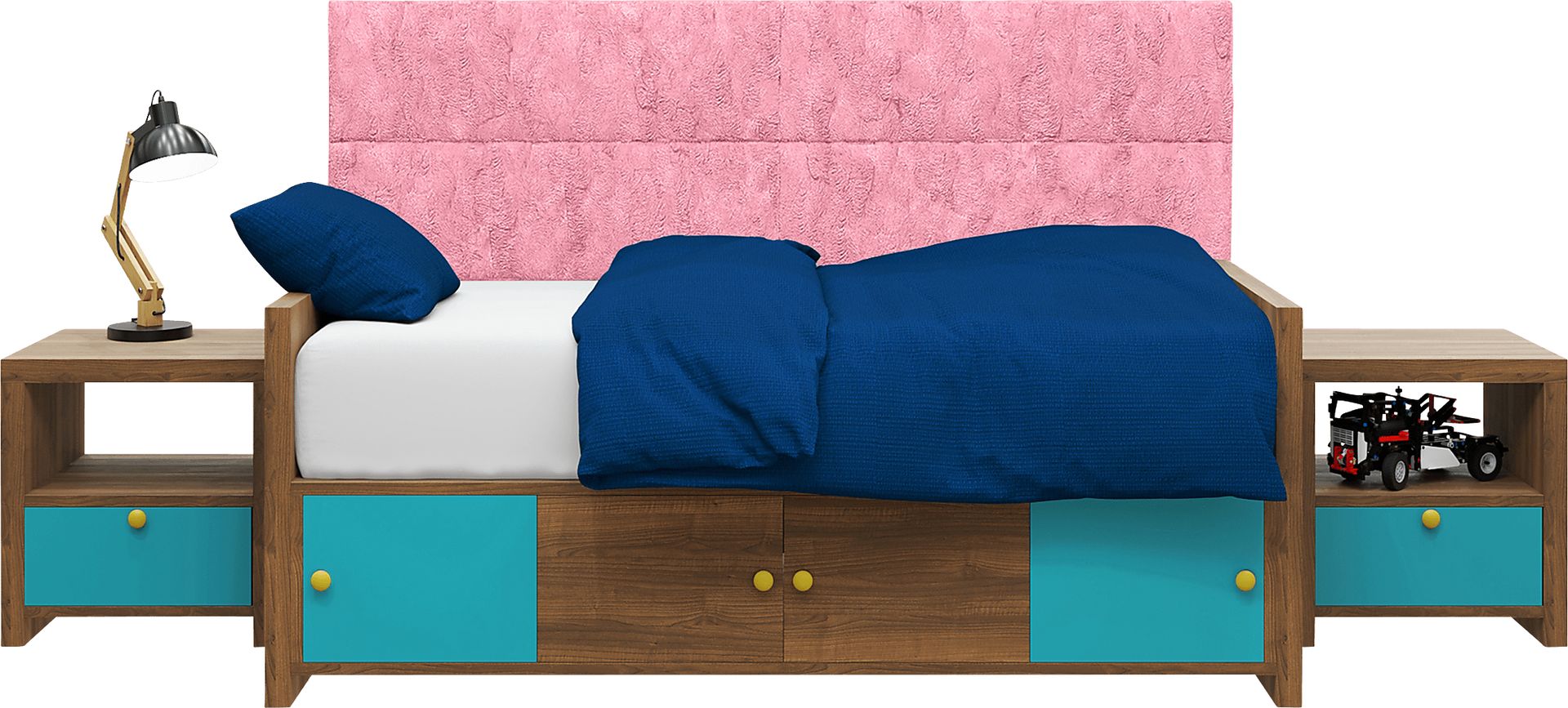 Kids Burkett II Pink Fax Fur Twin Headboard Panel, Set of 4 - Image 1