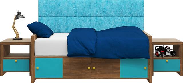 Kids Burkett II Turquoise Faux Fur Twin Headboard Panel, Set of 4 - Thumbnail - Image 1