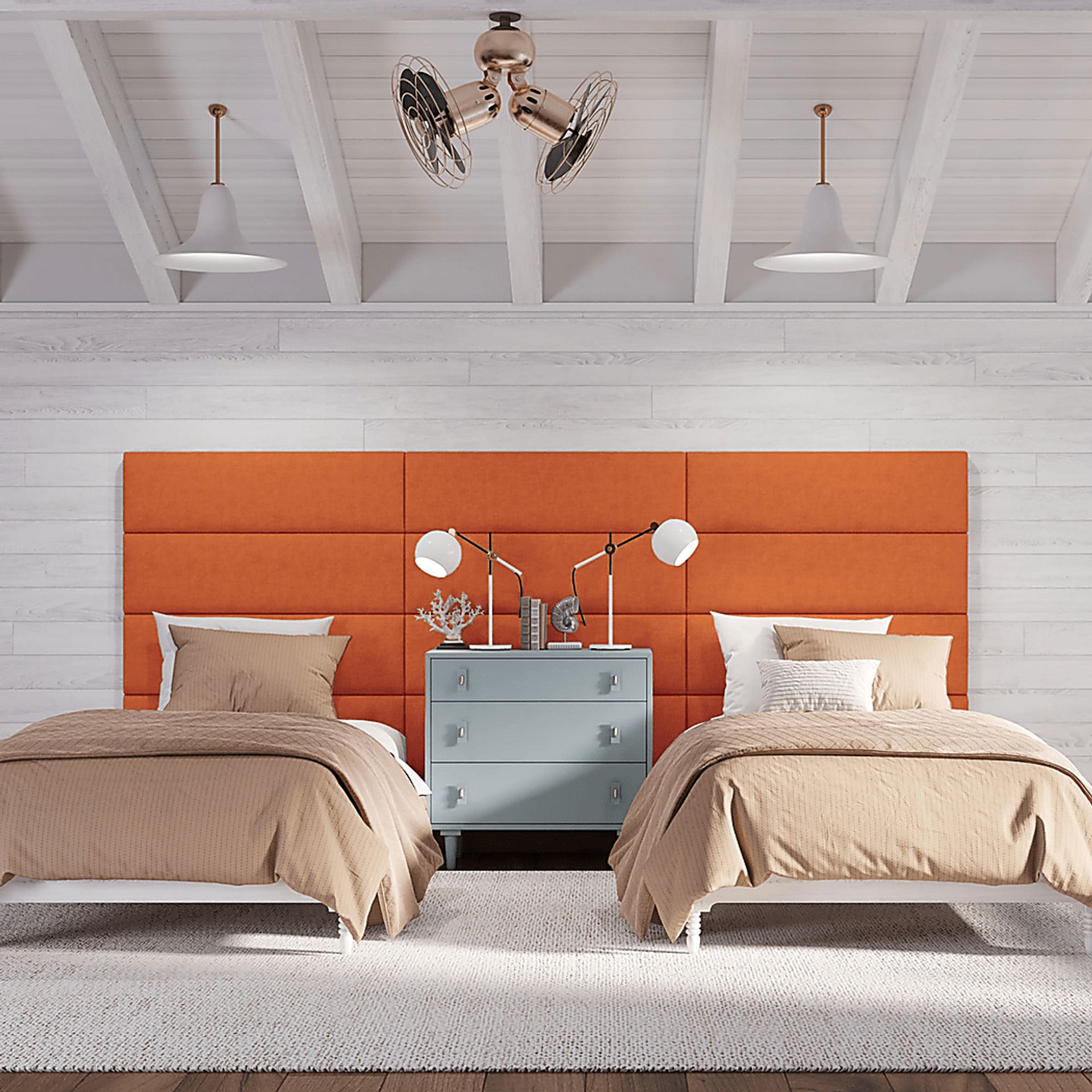 Kids Burkett Orange Twin Headboard Panel, Set of 4 - Image 3