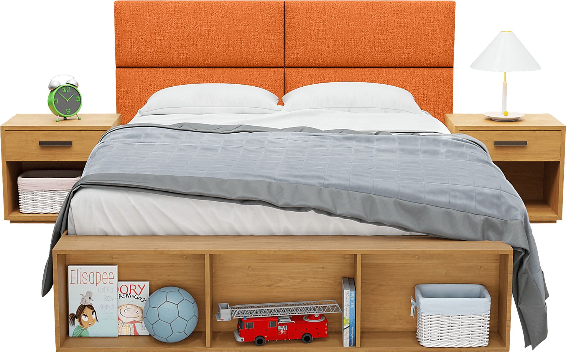 Kids Burkett Orange Twin Headboard Panel, Set of 4 - Image 4