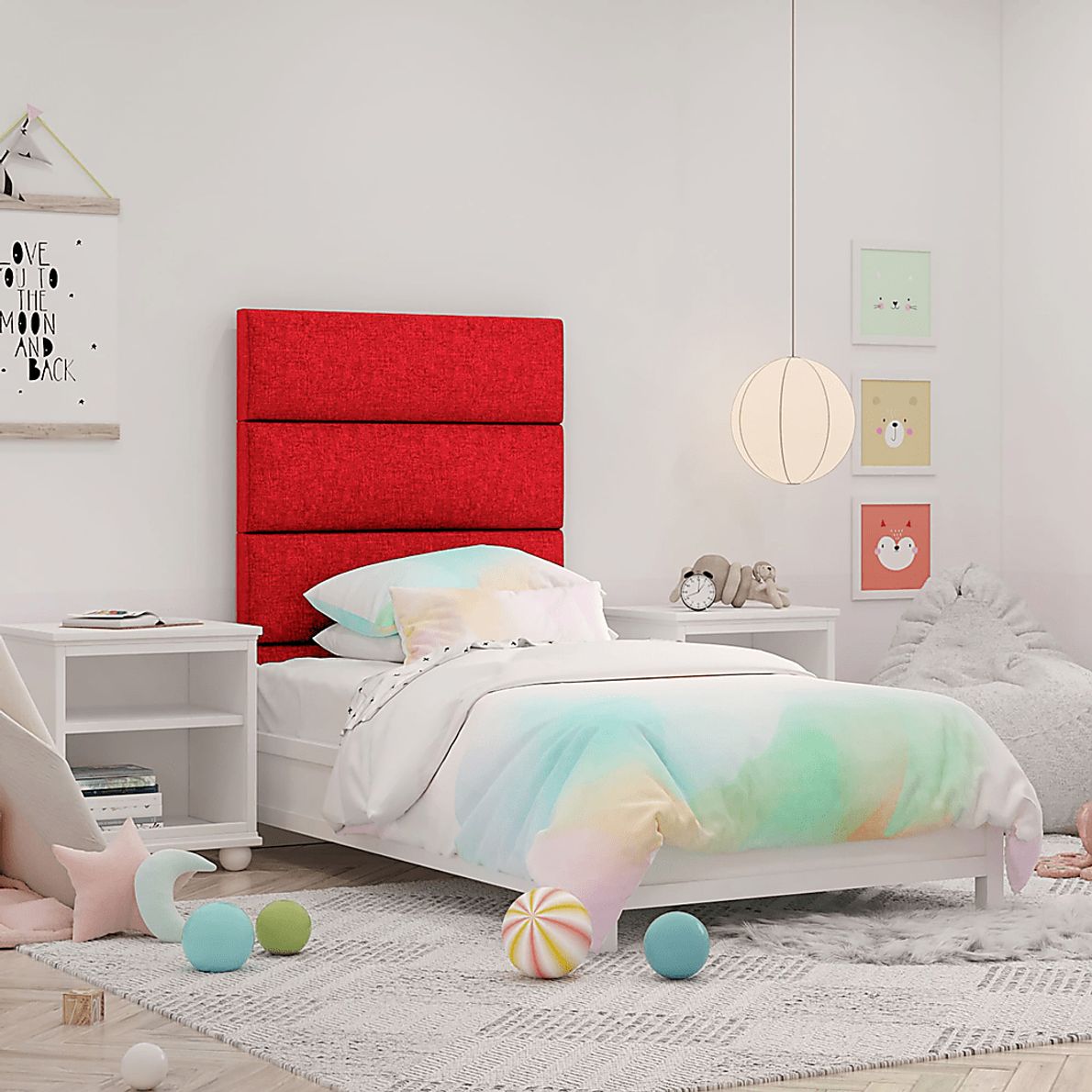 Kids Burkett Red Twin Headboard Panel, Set of 4 Rooms To Go