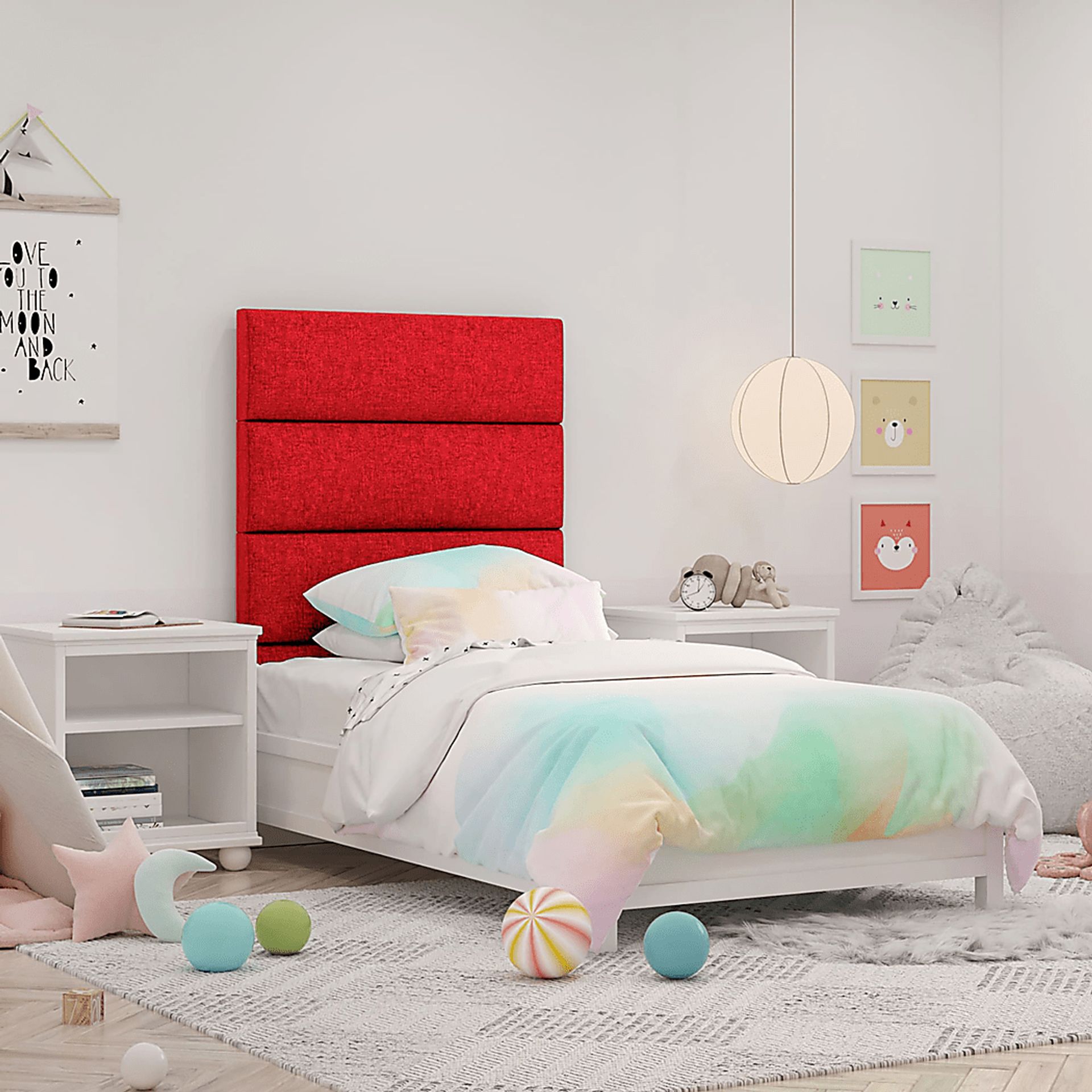 Kids Burkett Red Twin Headboard Panel, Set of 4 - Image 2