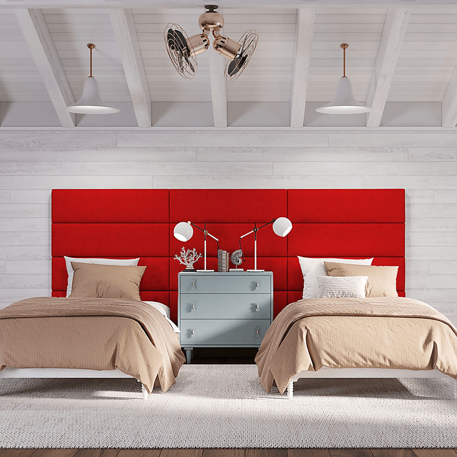 Kids Burkett Red Twin Headboard Panel, Set of 4 - Image 3