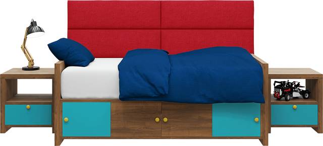 Kids Burkett Red Twin Headboard Panel, Set of 4 - Thumbnail - Image 1