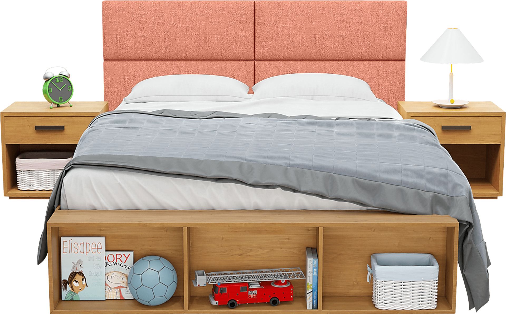 Kids Burkett Salmon Full/Queen Headboard Panel, Set of 4 - Image 1