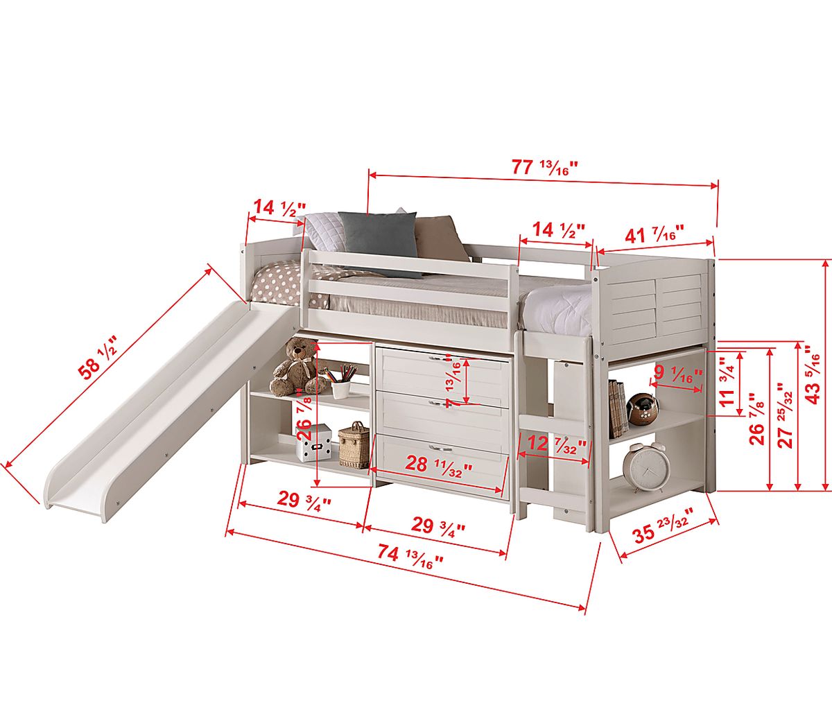 Burlage White Colors,White Twin Loft Bed | Rooms to Go
