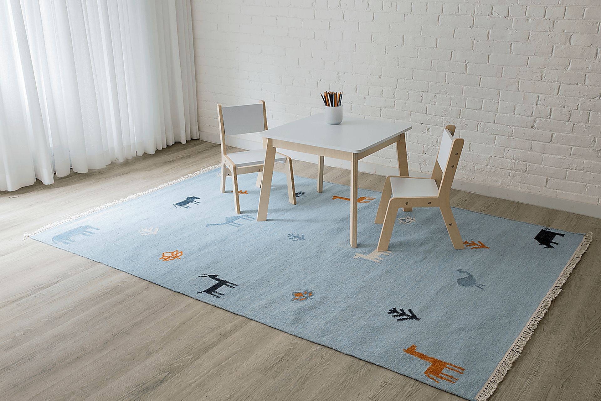 Kids Busy Meadow Blue 3'6 x 5'6 Rug - Image 7