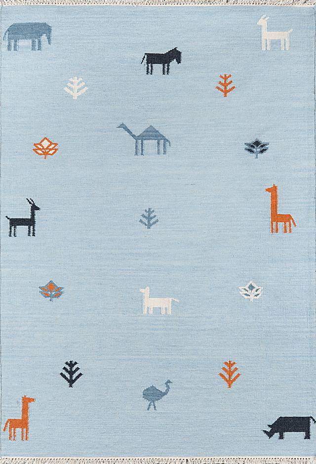 Kids Busy Meadow Blue 3'6 x 5'6 Rug - Thumbnail - Image 1