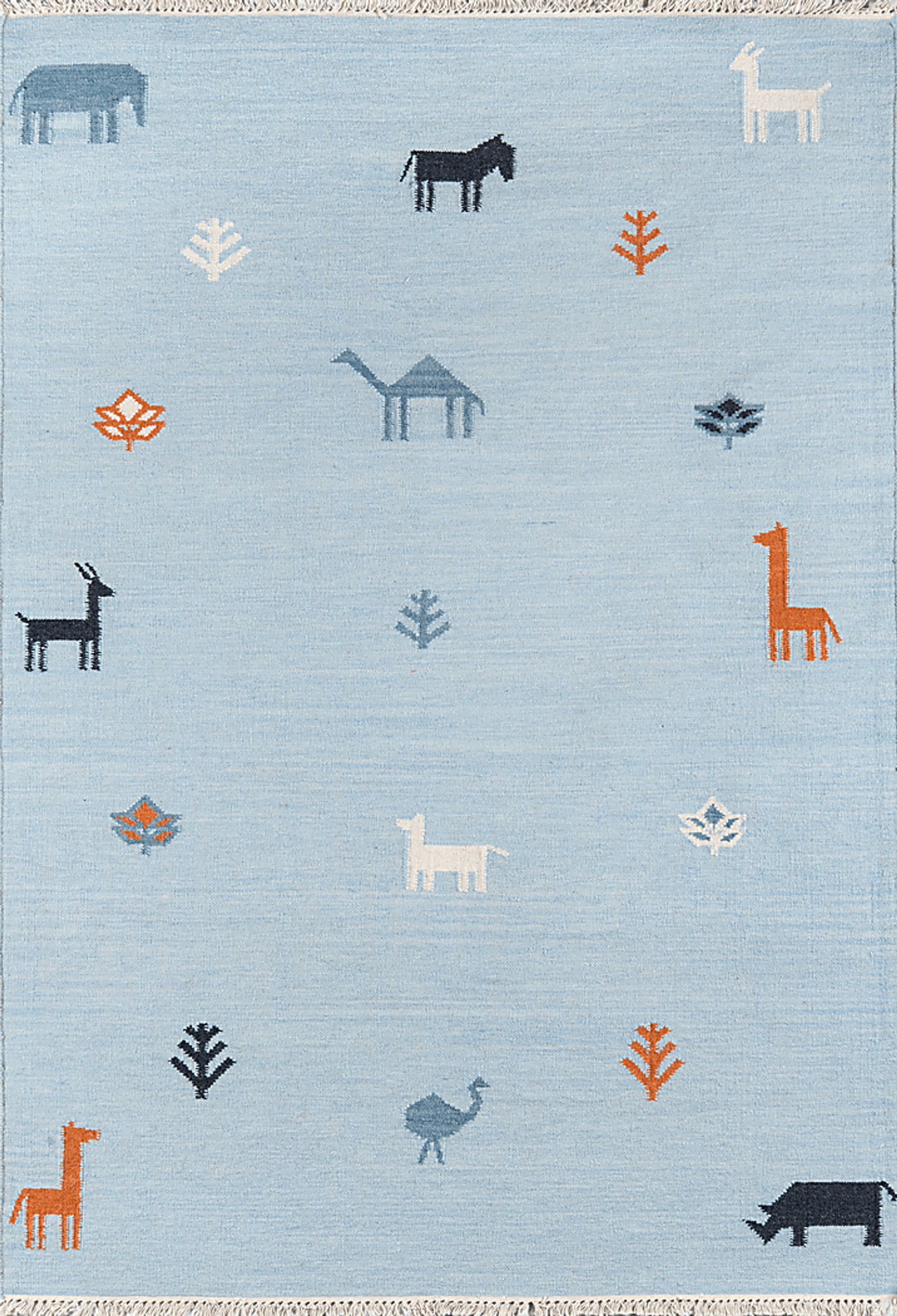 Kids Busy Meadow Blue 3'6 x 5'6 Rug - Image 1