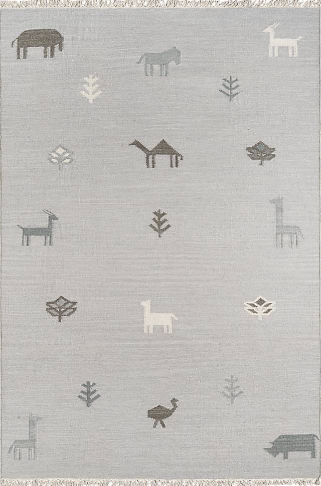 Kids Busy Meadow Gray 5' x 7'6 Rug - Thumbnail - Image 1