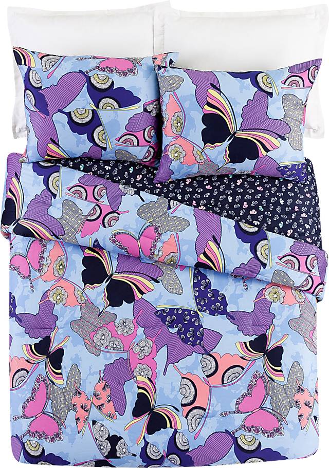Kids Butterfly Collage Blue 2 Pc Twin/Twin XL Comforter Set - Thumbnail - Image 4