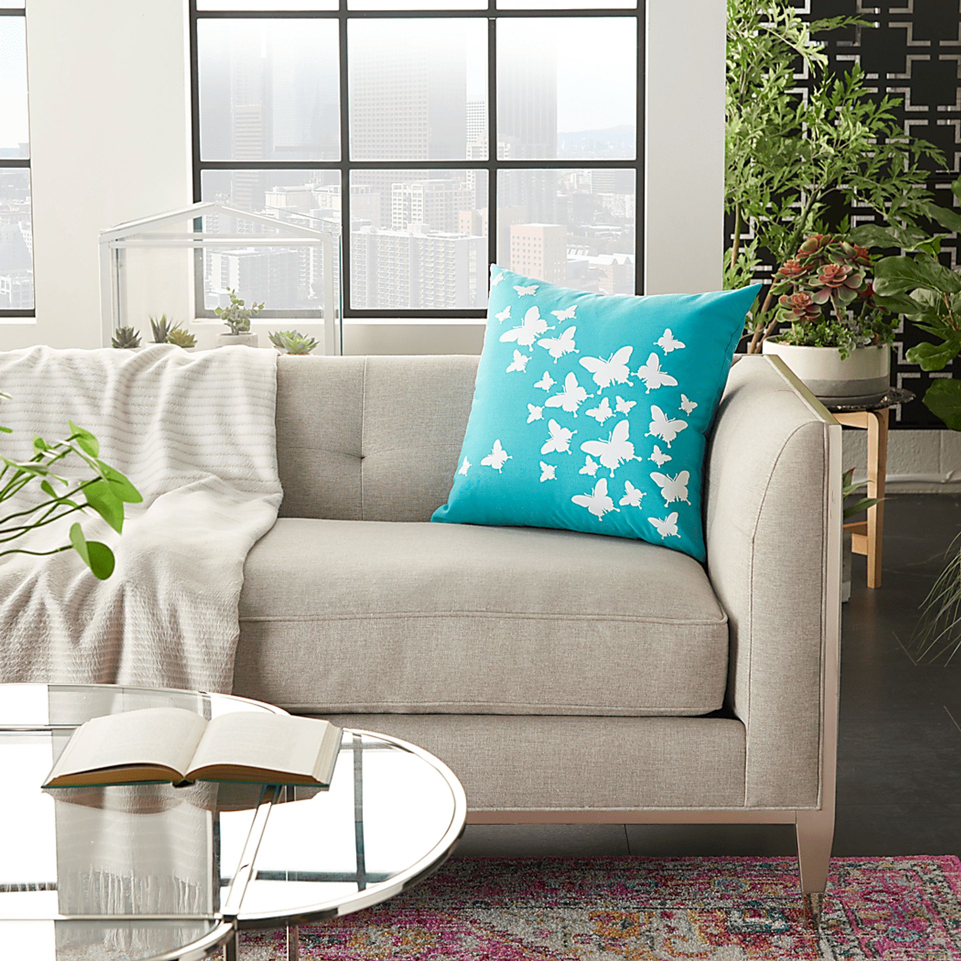 Kids Butterfly Flutter Teal Accent Pillow - Image 4