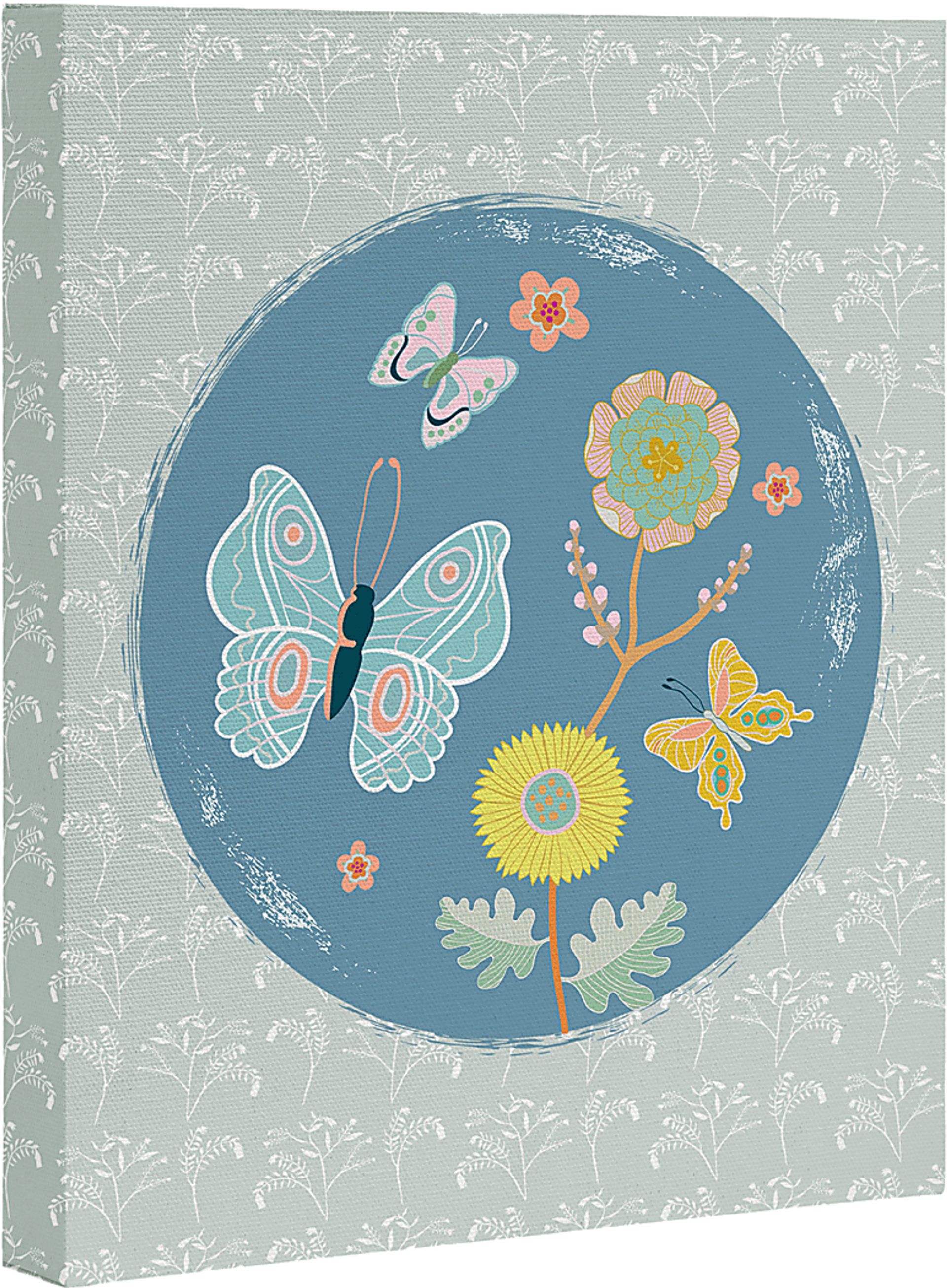 Kids Butterfly Globe I Blue Artwork - Image 1