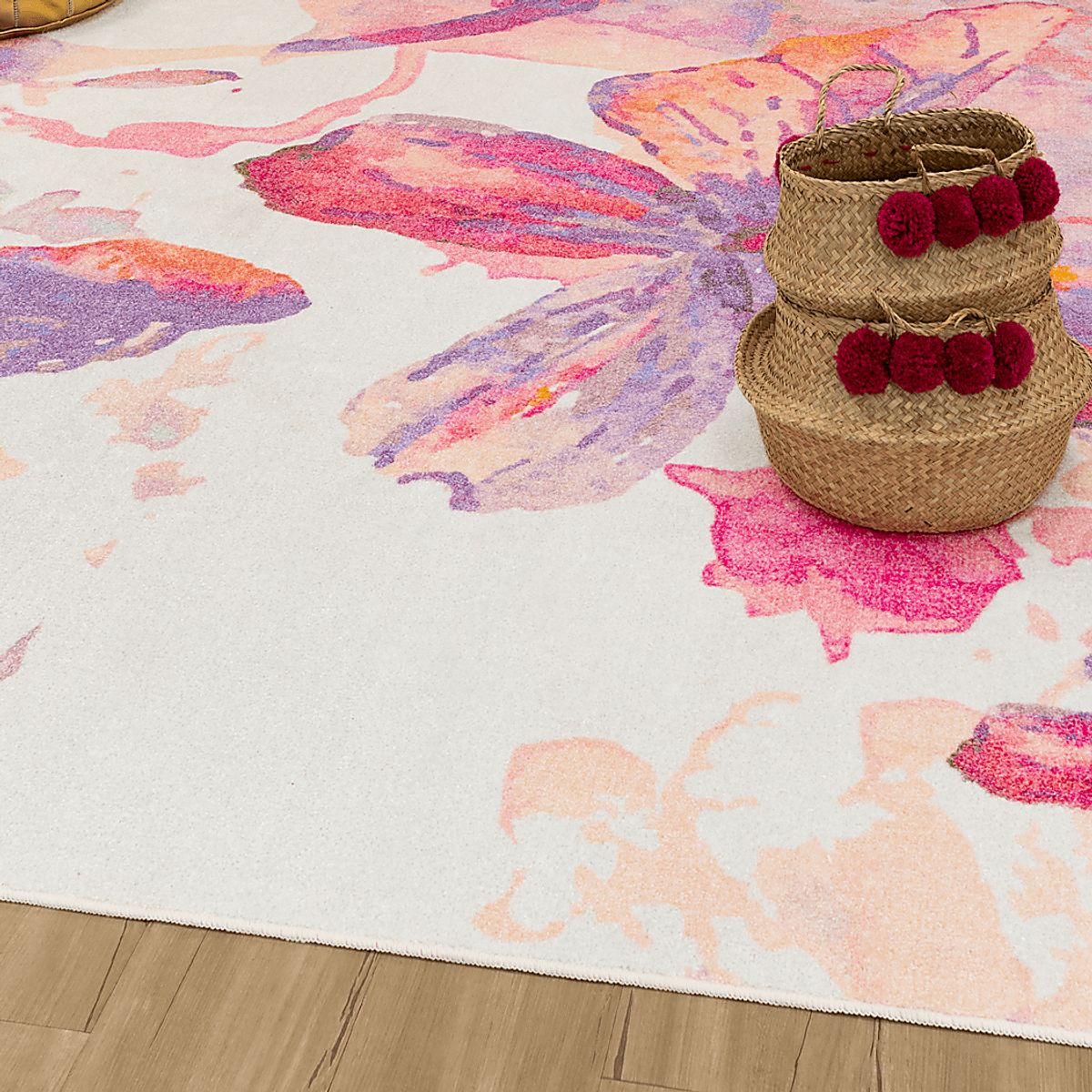Butterfly Murmurs Pink Rug | Rooms to Go
