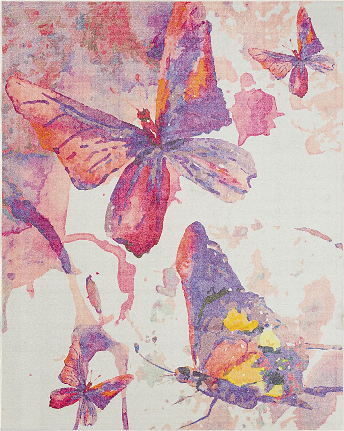 Pink round butterfly rug for home main image 1