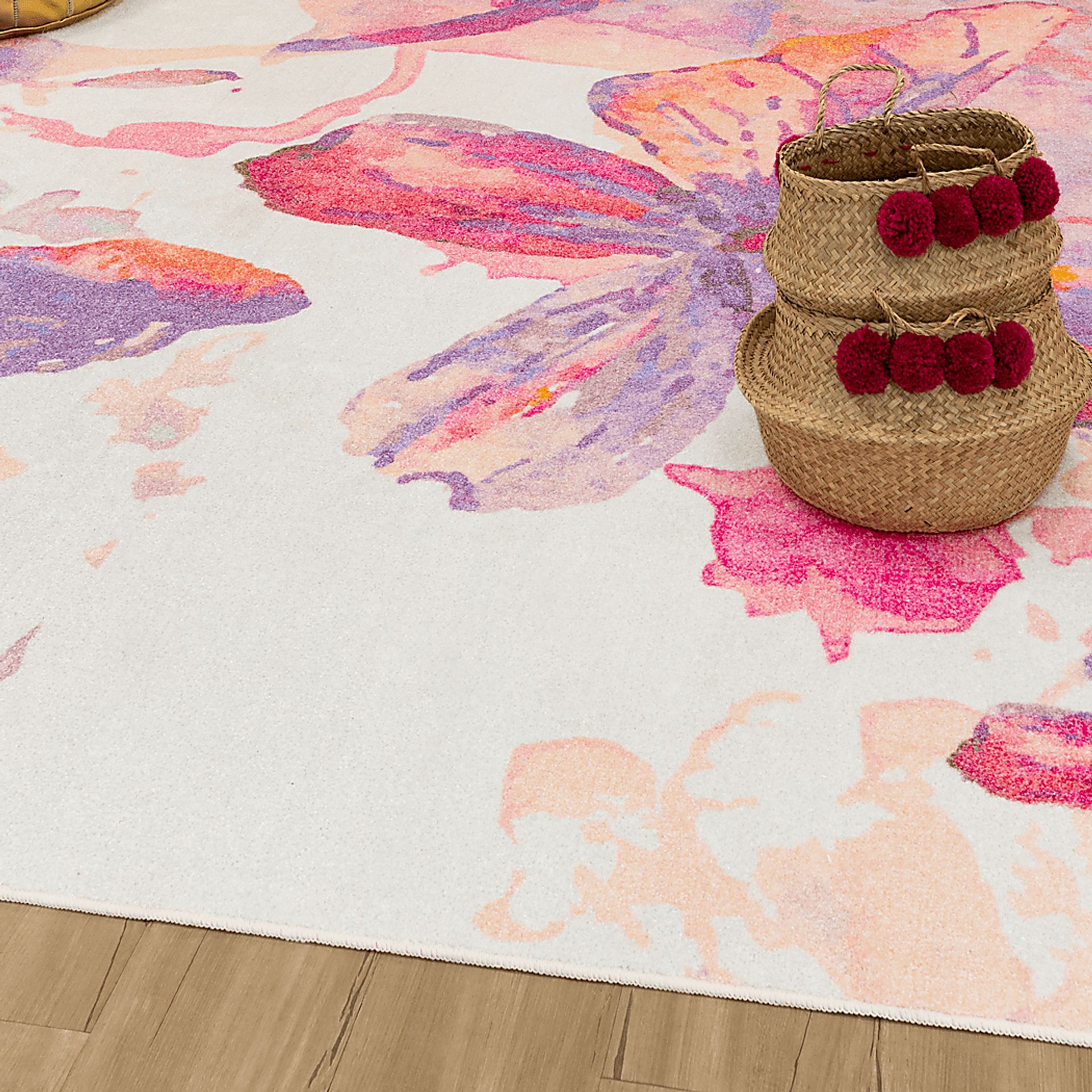 Kids Butterfly Murmurs Pink 5' x 8 Rug - Image 3