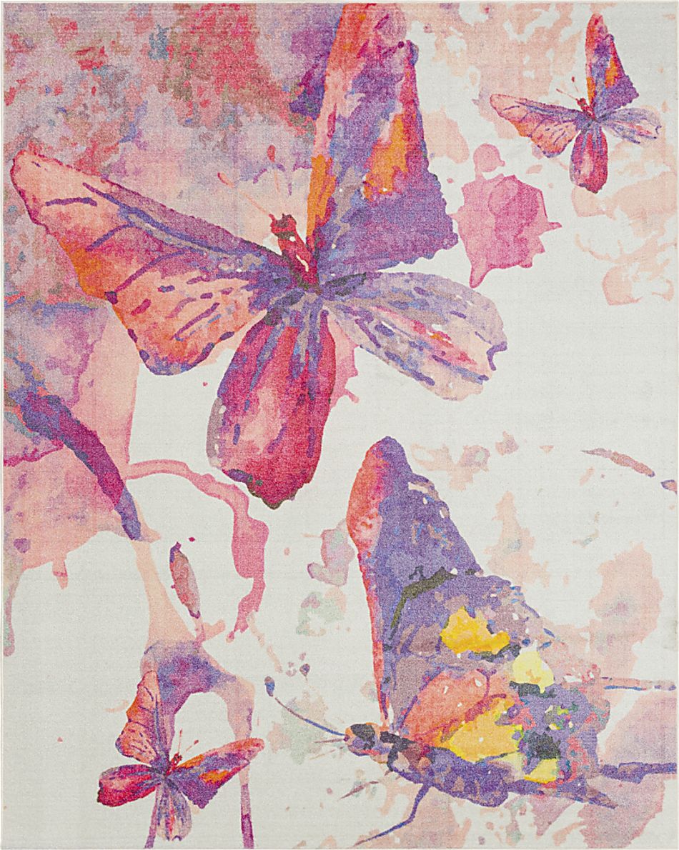 Kids Butterfly Murmurs Pink 5' x 8 Rug
