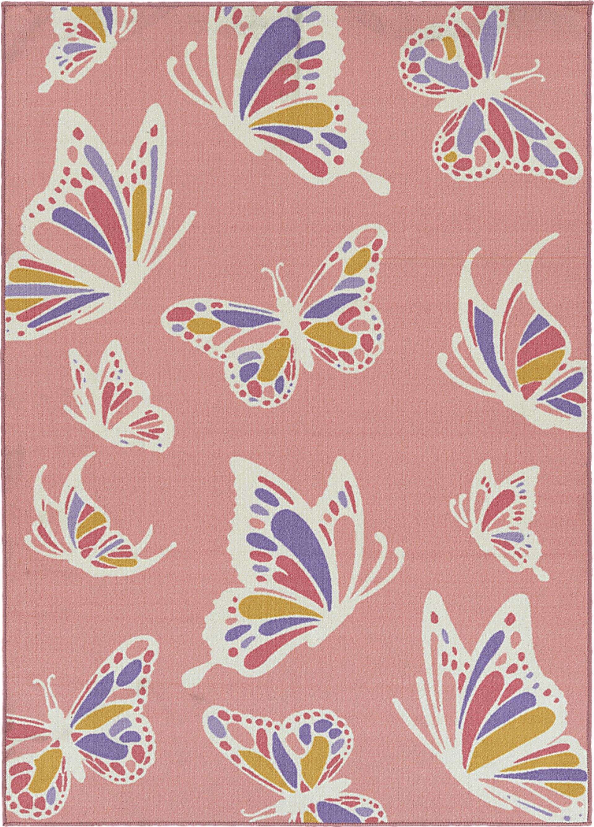 Kids Butterfly Spice Pink 5' x 7' Rug - Image 1
