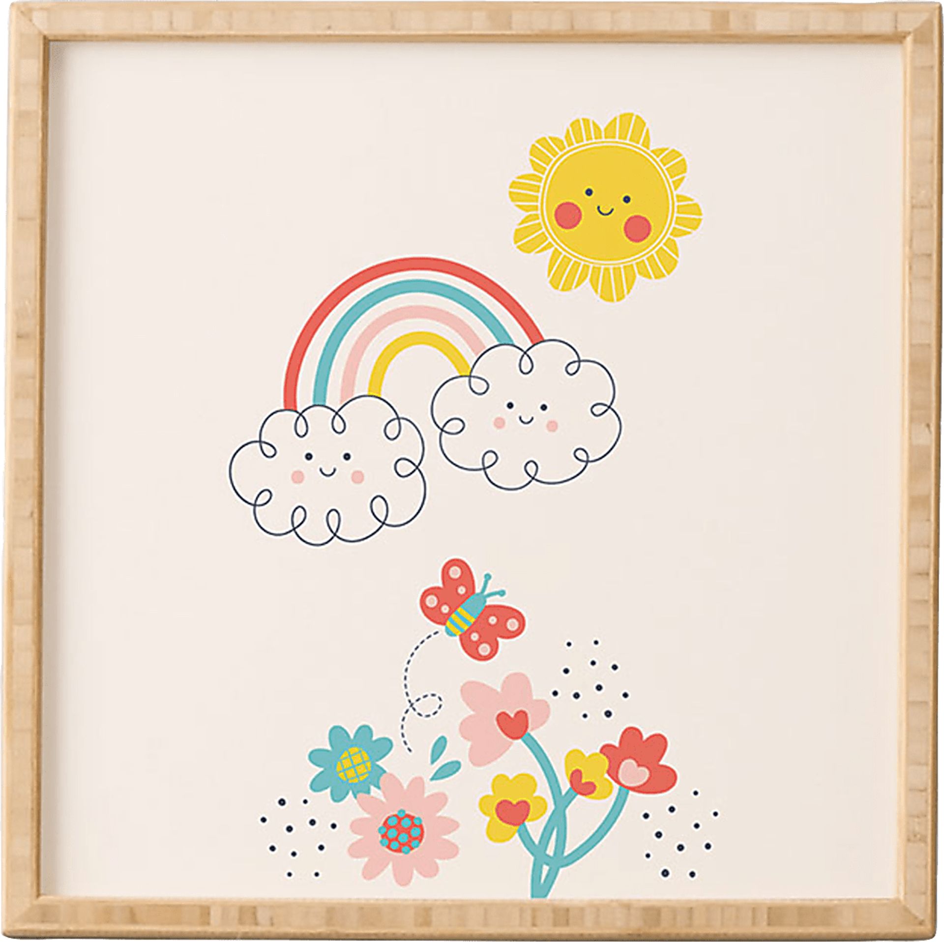 Kids Butterfly Sunshine Beige Framed Wall Art - Image 1