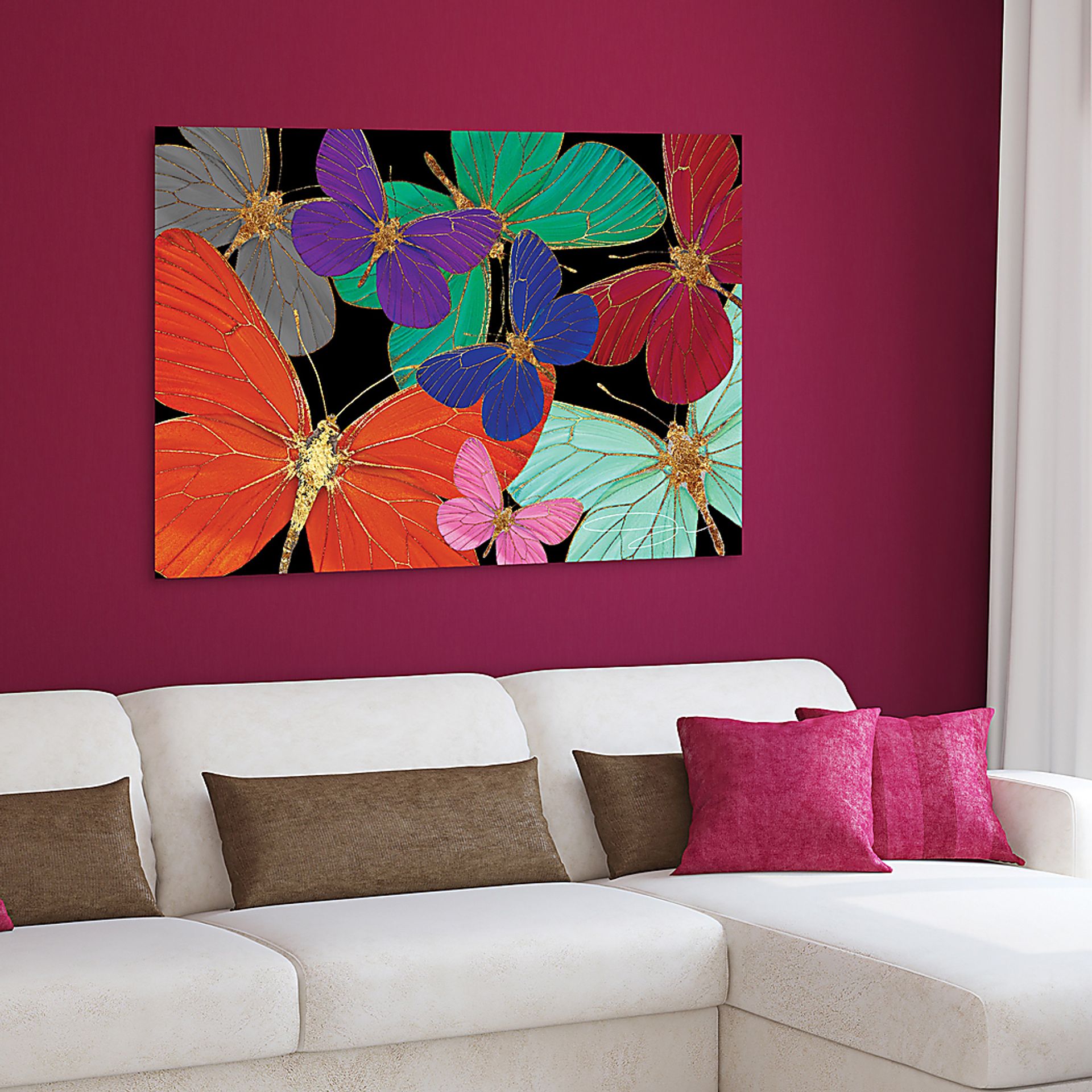 Kids Butterfly World Rainbow Glass Wall Art - Image 3