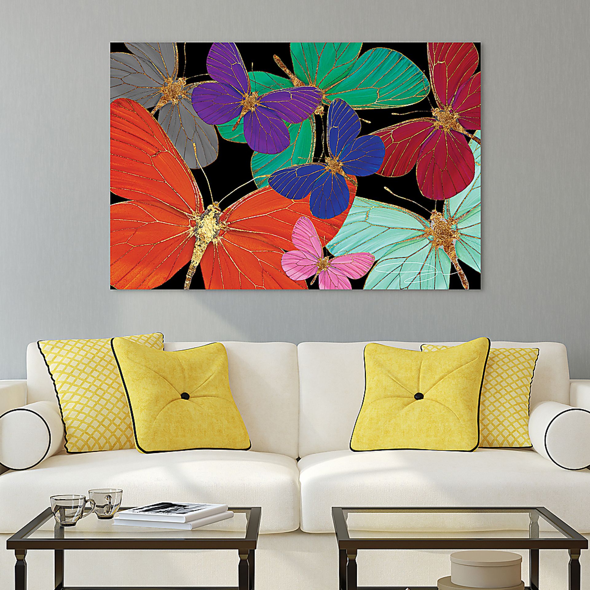 Kids Butterfly World Rainbow Glass Wall Art - Image 4
