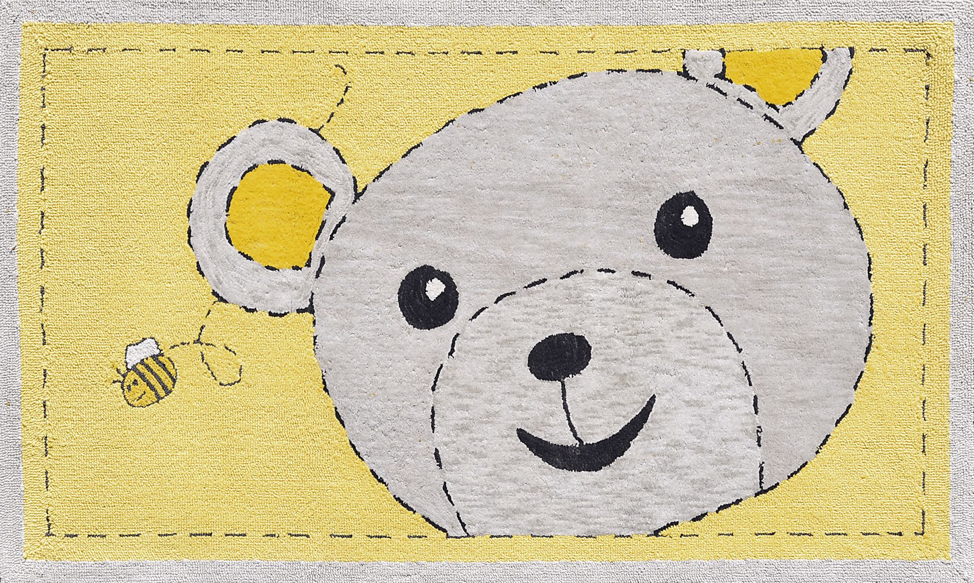 Kids Buzzing Bear Yellow 2'8 x 4'8 Rug - Image 1