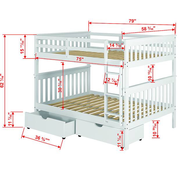 Kids Cabacier White Full/Full Bunk Bed - Thumbnail - Image 8