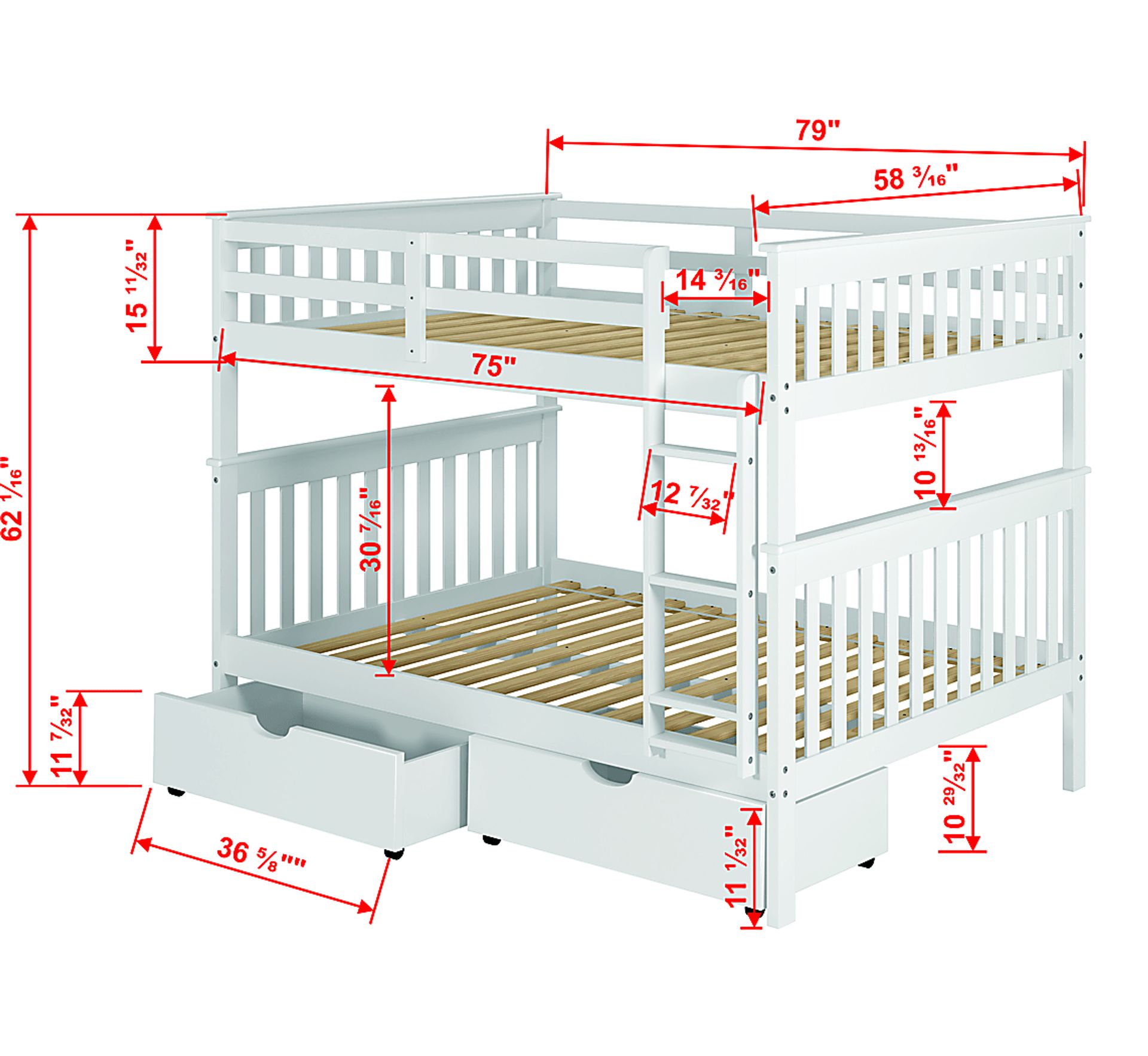 Kids Cabacier White Full/Full Bunk Bed - Image 8