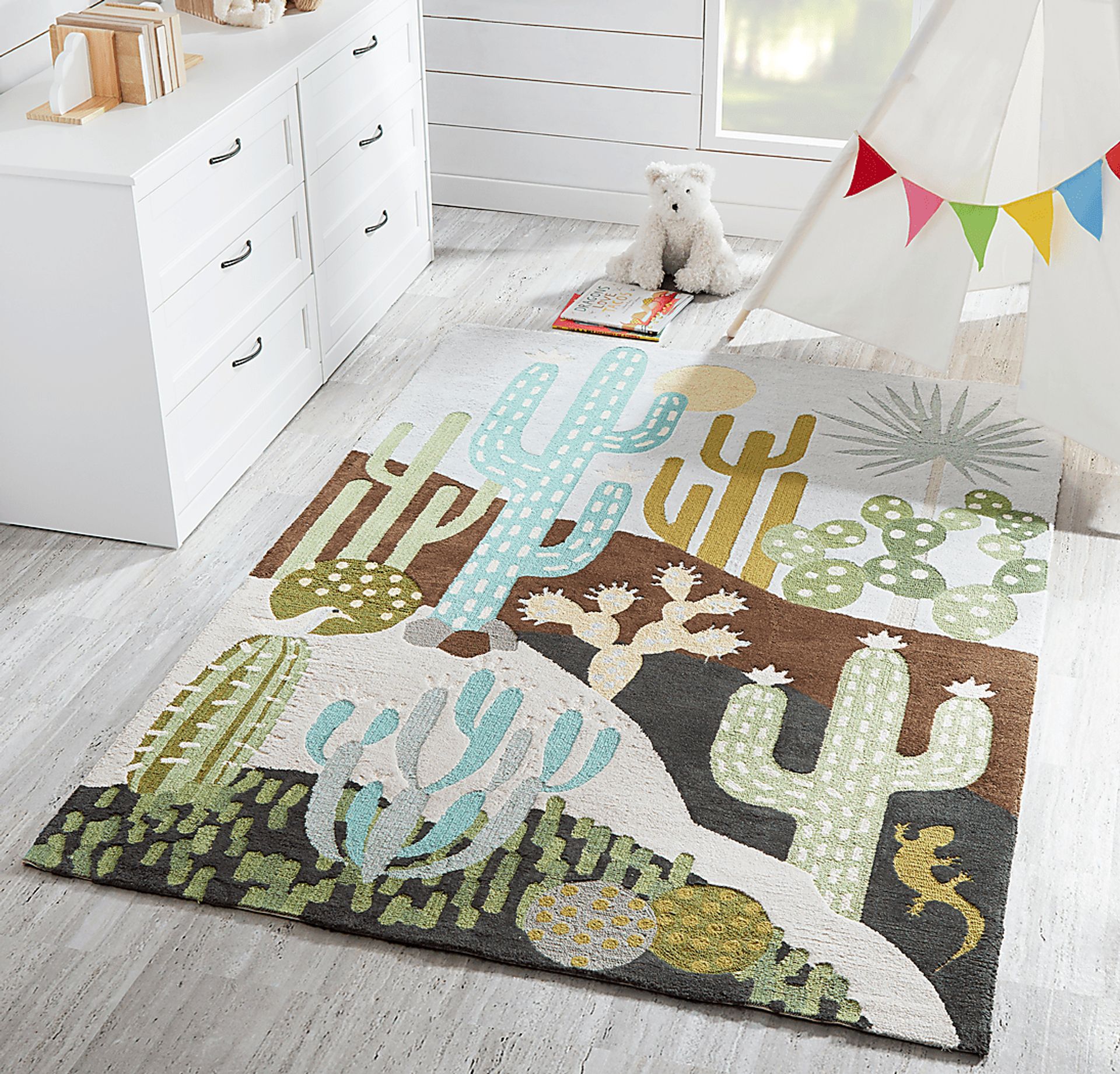 Kids Cactus Family Gray 3' x 5' Rug - Image 6