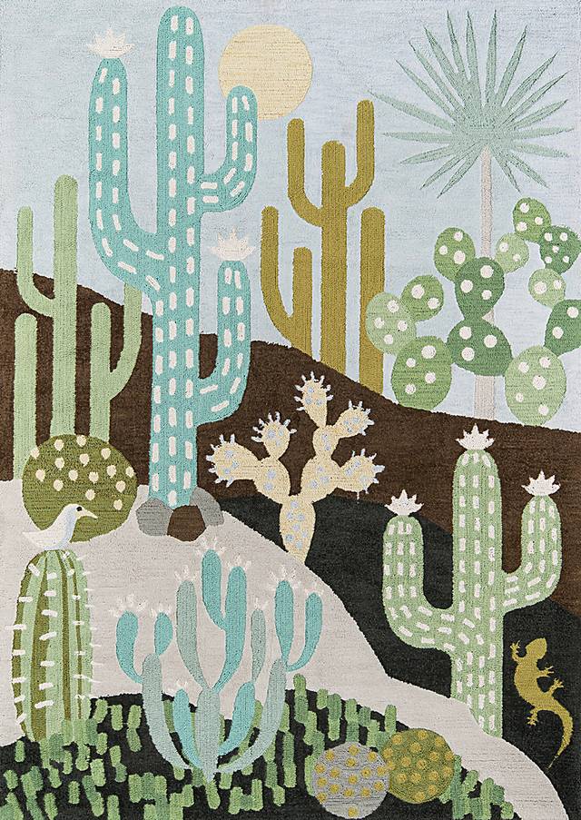 Kids Cactus Family Gray 3' x 5' Rug - Thumbnail - Image 1