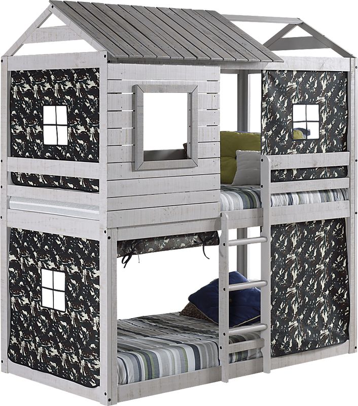 Kids Caely Camo Twin/Twin Gray Bunk Bed