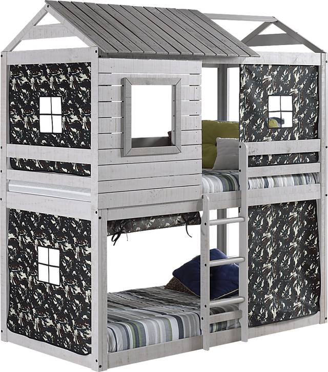 Kids Caely Camo Twin/Twin Gray Bunk Bed - Thumbnail - Image 1