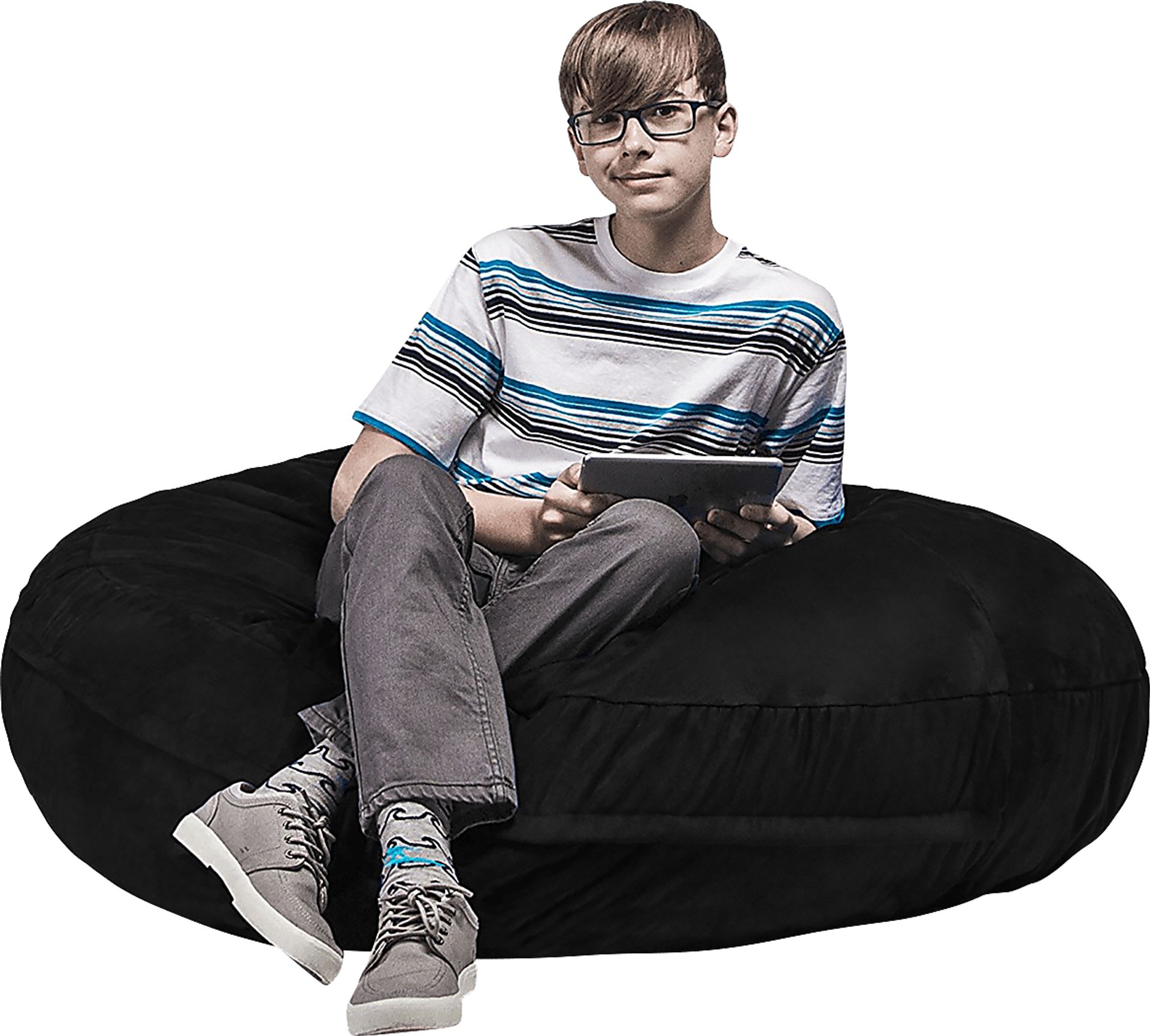 Kids Calix Black Bean Bag Chair - Image 1