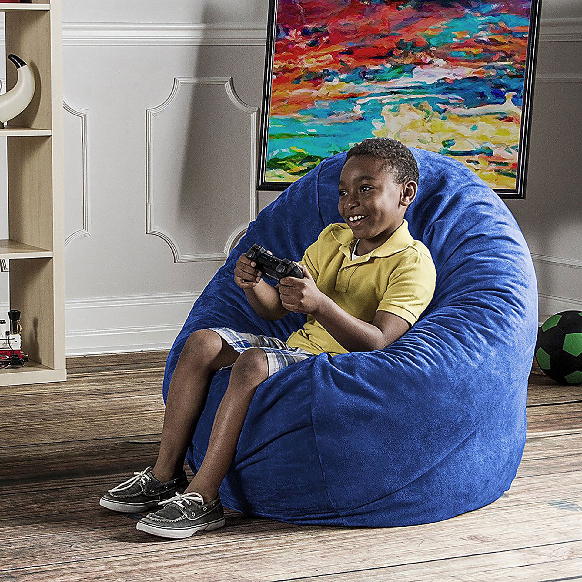 Kids Calix Blue Bean Bag Chair - Image 4