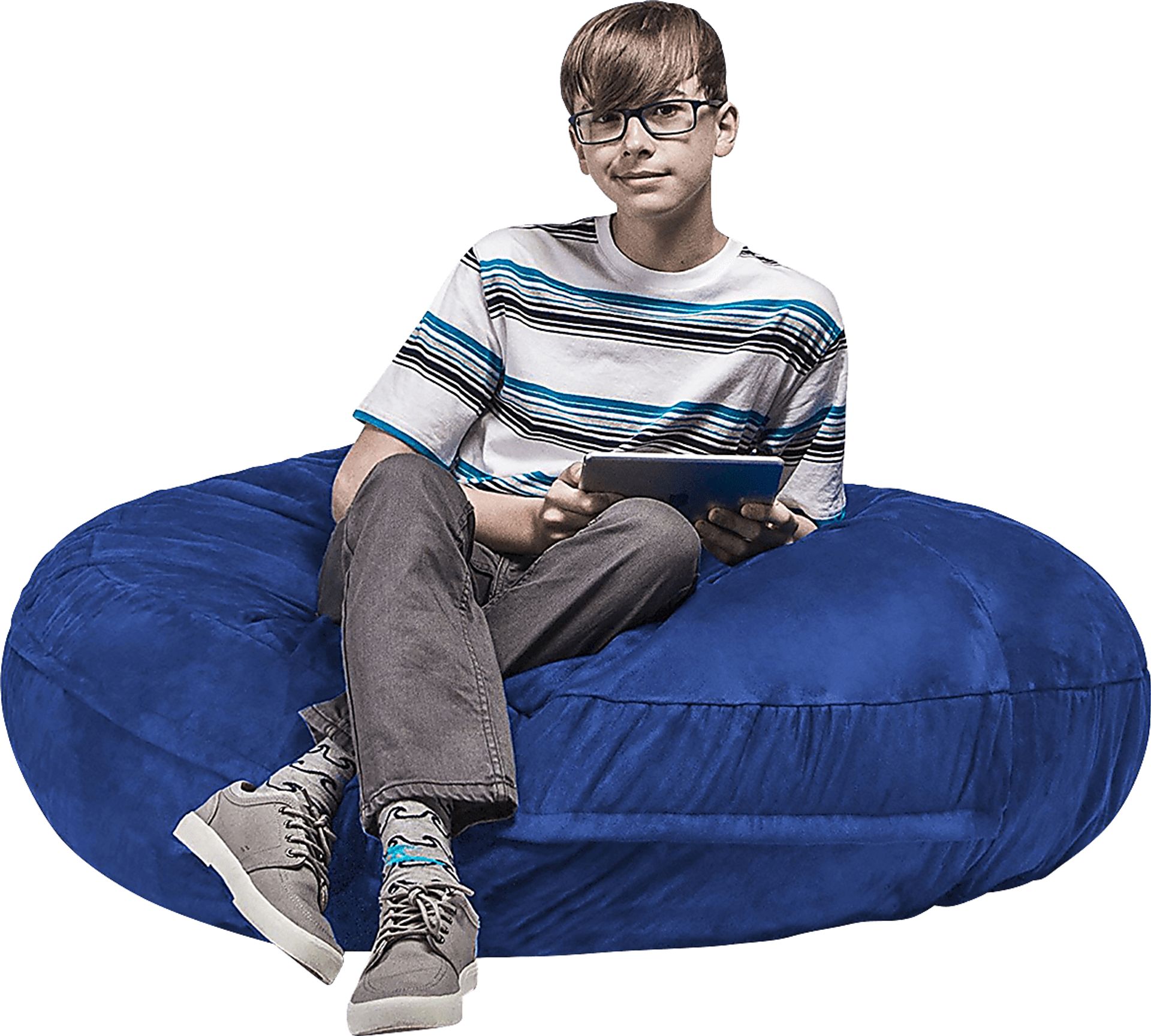 Kids Calix Blue Bean Bag Chair - Image 1
