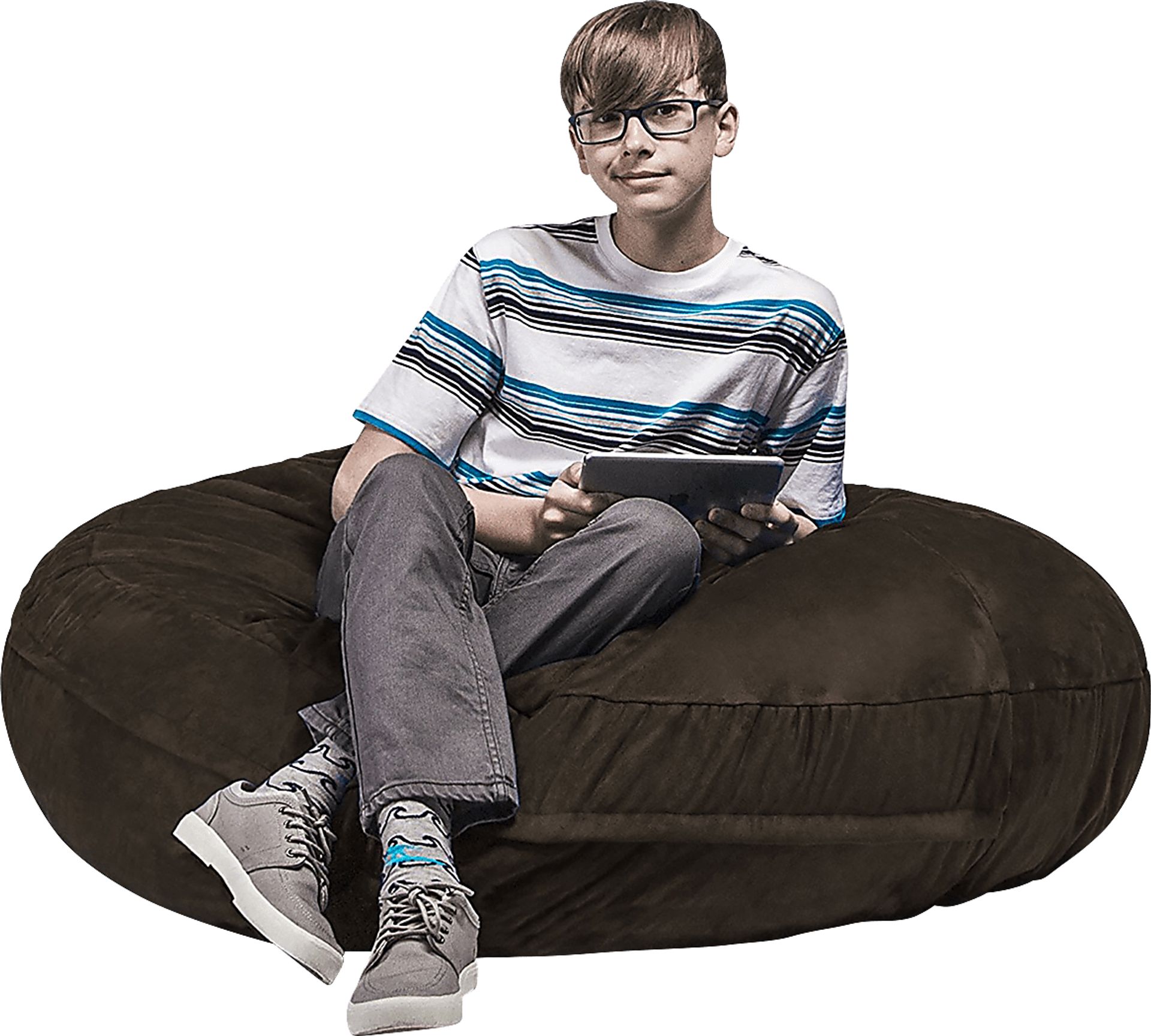 Kids Calix Brown Bean Bag Chair - Image 1