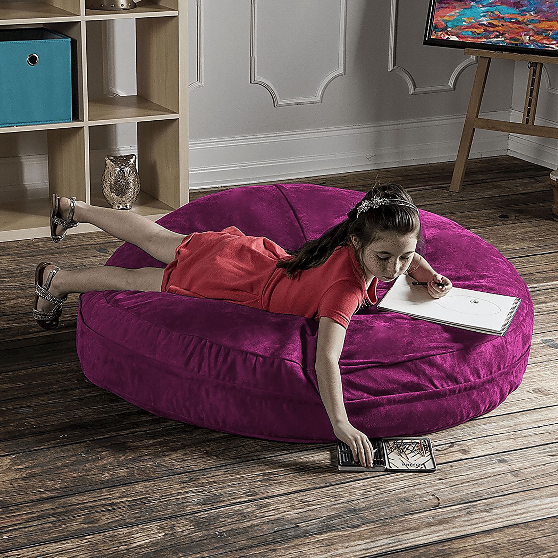 Kids Calix Fuchsia Bean Bag Chair - Image 3