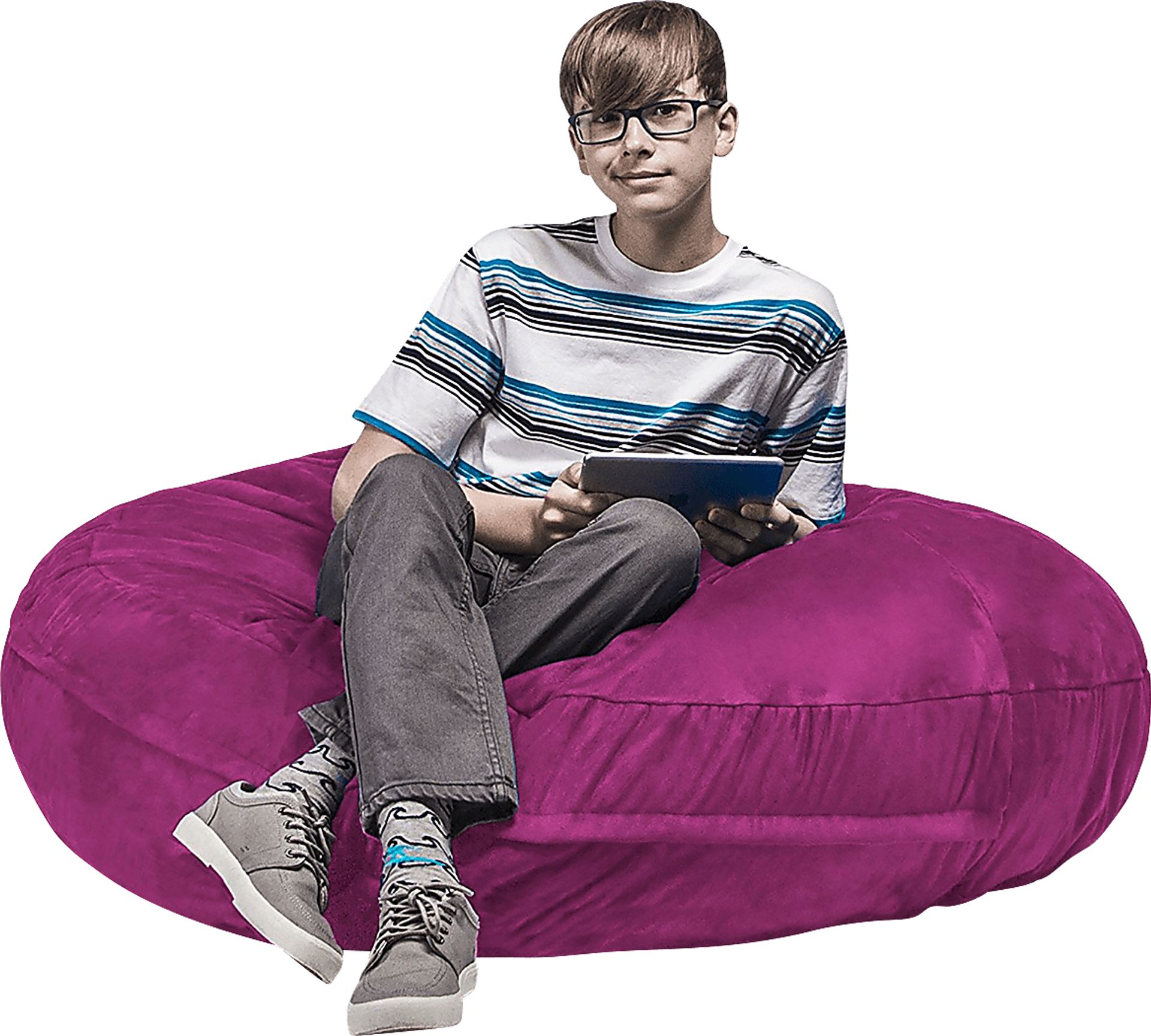 Kids Calix Fuchsia Bean Bag Chair - Image 5