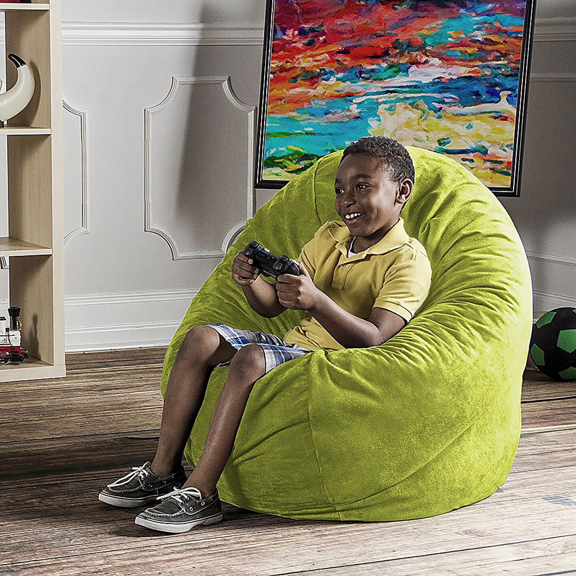 Kids Calix Green Bean Bag Chair - Image 4