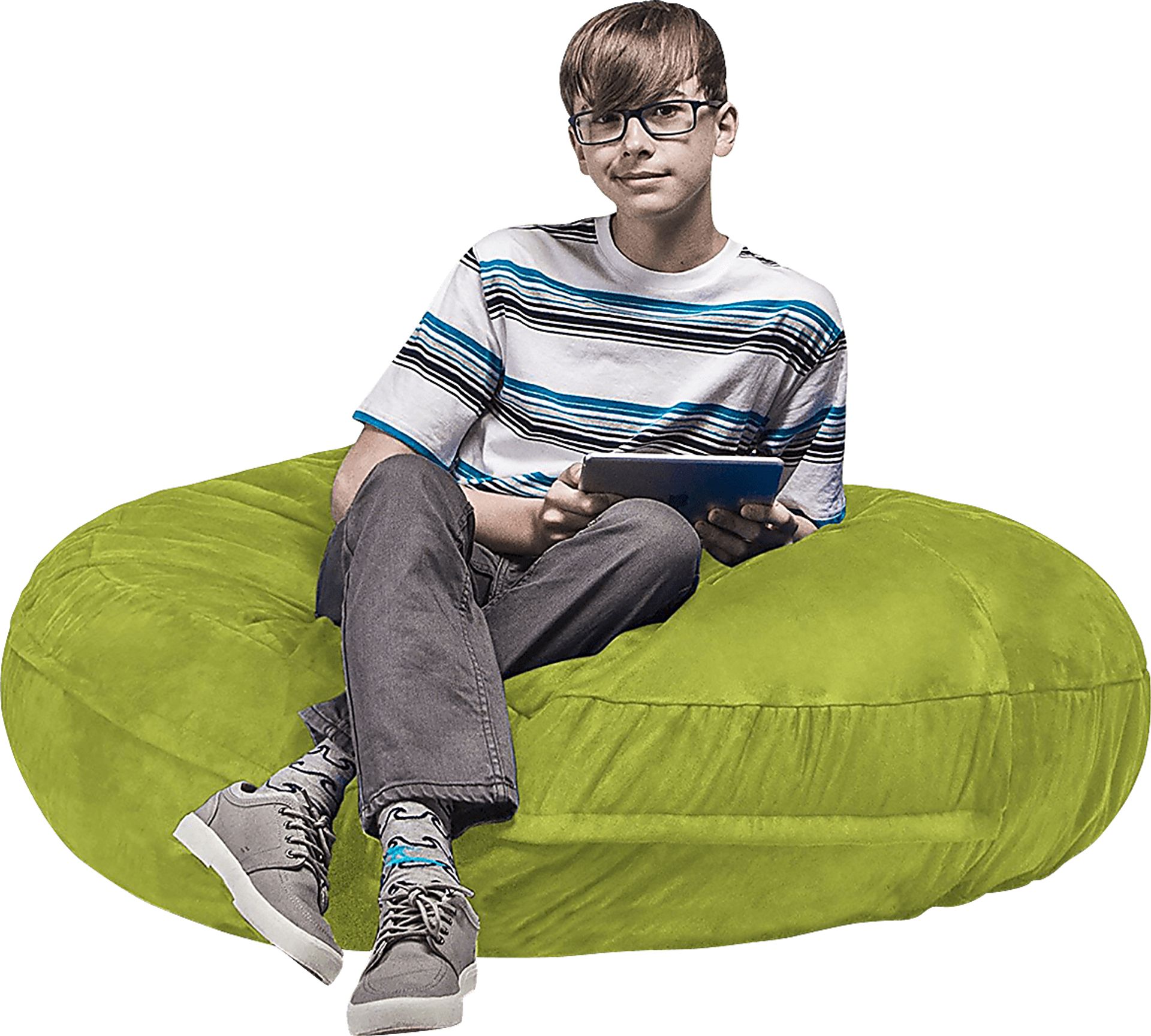 Kids Calix Green Bean Bag Chair - Image 1