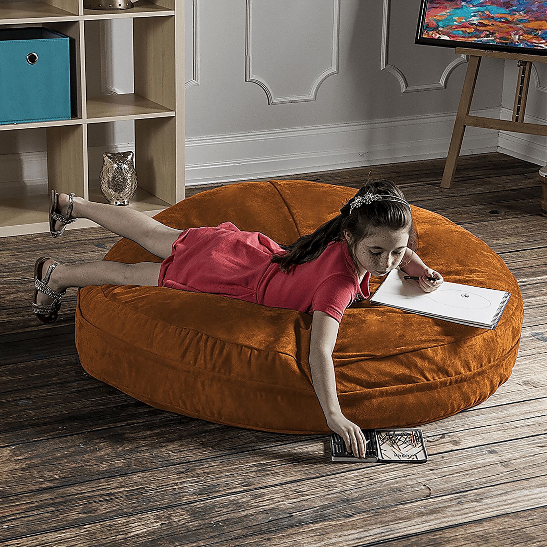 Kids Calix Orange Bean Bag Chair - Image 3